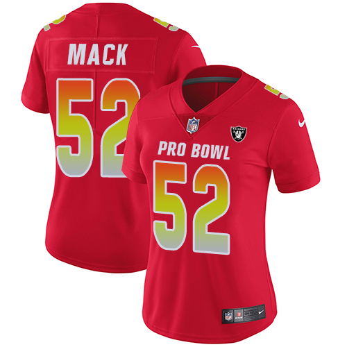 Nike Raiders #52 Khalil Mack Red Women's Stitched NFL Limited AFC 2018 Pro Bowl Jersey - Click Image to Close